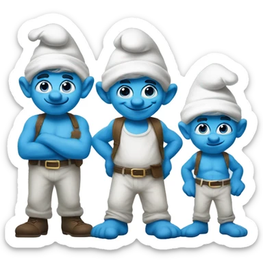 Three blue smurfs sticker