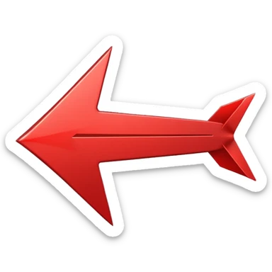 a red arrow ascending diagonally from bottom left to top right, with a shiny finish and subtle shadow for depth sticker