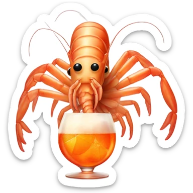 A giant shrimp having an aperol spritz sticker