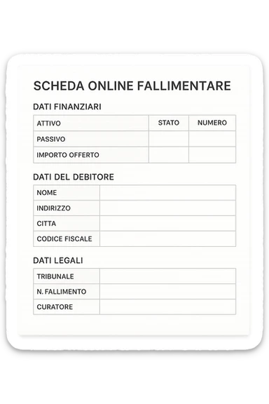 Scheda online fallimentare  foglio sticker