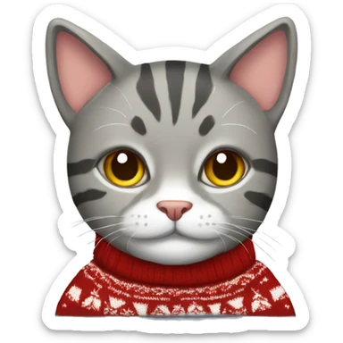 cat wearing ugly sweater sticker