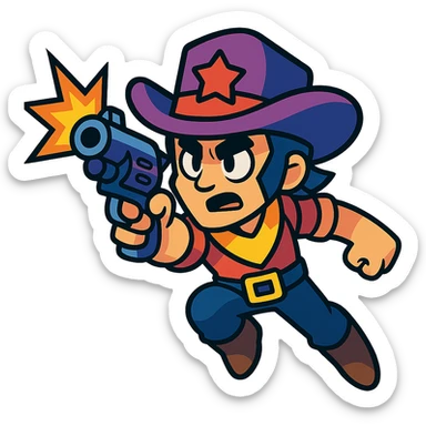 Brawl Stars character in action, comic-inspired look sticker