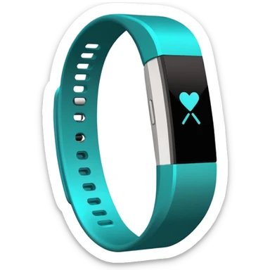 a teal fitbit band lying flat in the style of an ios emoji  sticker
