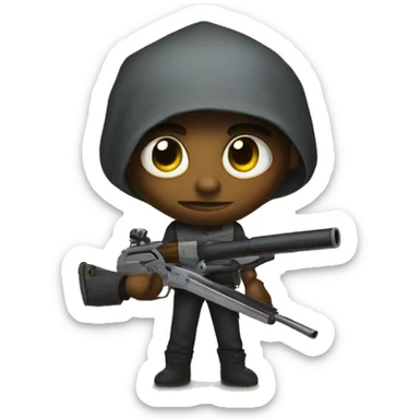 big eyes, holding weapon sticker