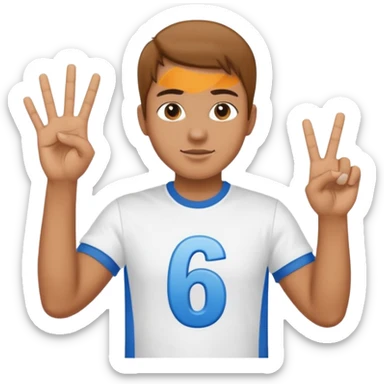 I need a 67 emoji. Like a male person doing six seven hand motion and the numbers 6 and 7 shld be on top of the 2 hands sticker