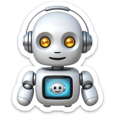 robot old cartoon simple kid toy white innocent funny gudget chatGPT round adorable music_lover sticker
