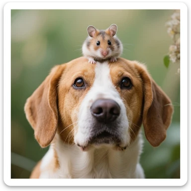 A hamster on the head of dog sticker