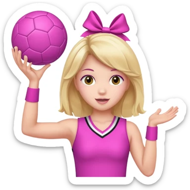 football cheerleader, holding a cheering ball, pink and twinkle sticker