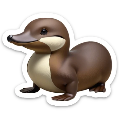 Cinematic Noble Platypus Portrait Emoji, Poised and regal, with a uniquely streamlined build and a sleek, well-groomed brown fur, a distinctive flat duckbill and broad, beaver-like tail, deep-set soulful eyes full of wonder, Simplified yet sharp and sophisticated features, highly detailed, glowing with a soft, dignified glow, high shine, intelligent and enigmatic, stylized with an air of aquatic curiosity, focused and attentive, soft glowing outline, capturing the essence of a watchful and confident oddity, so majestic it feels as though it could glide out of the screen with effortless authority! sticker