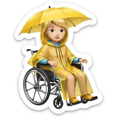Girl in a wheelchair with rain poncho sticker