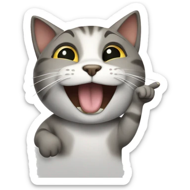 A cat laughing with a pointer finger sticker