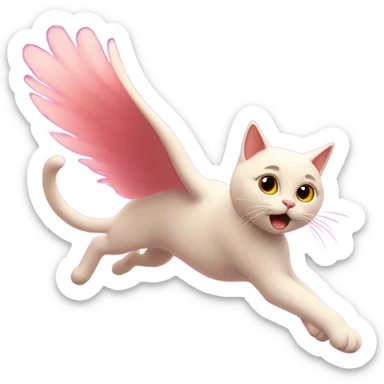 Cat flying in pink sky sticker
