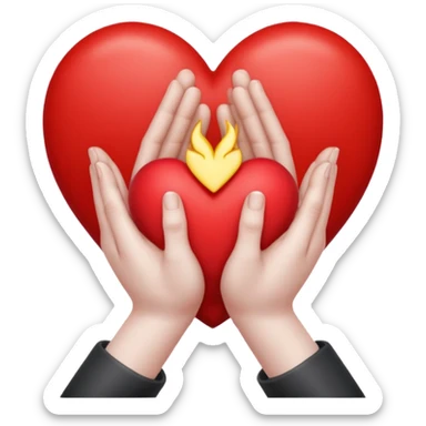 Red heart in praying hands sticker