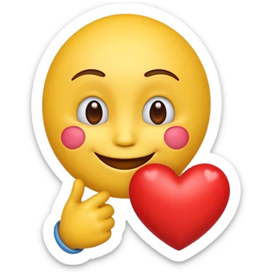 yellow emoji face holding a heart and hes so happy sticker