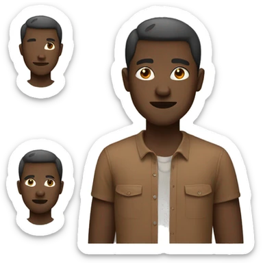 black man in brown shirt with holes sticker