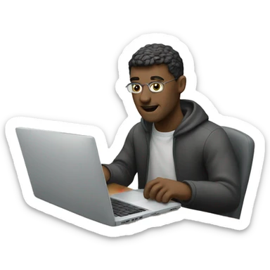 man using a laptop trading stock or crypto sticker