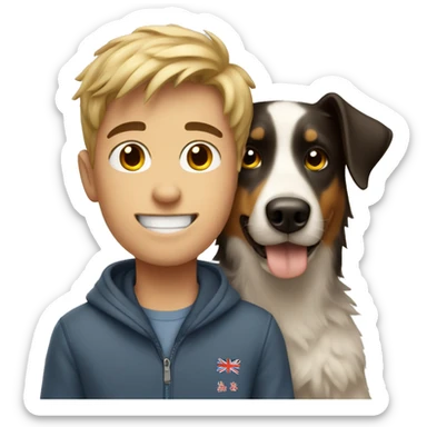 boy with his aussie dog sticker