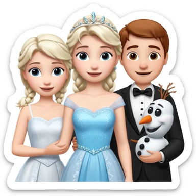 Elsa, Anna and Olaf getting married sticker