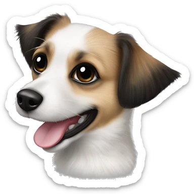 Hund Jack Russel-Pekinese Malteser-Mix weiß mit schwarzen, wenigen flecken sticker