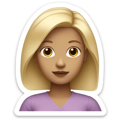 white american girl with blonde shoulder level hair sticker