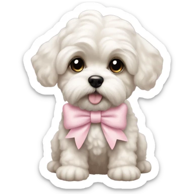 Schichon puppy pastel pink bow sticker