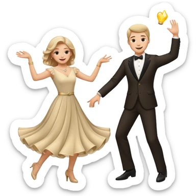 White Man and white woman dancing white sticker