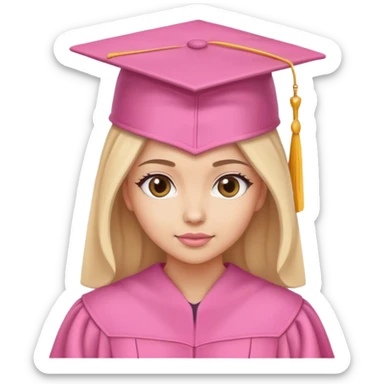 Femme diplômée avec chapeau rose de dos habillé  sticker