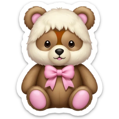 Cozy Bear with a pink bow sticker