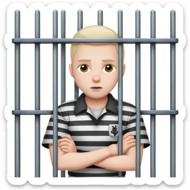 criminal in jail behind bars the bars should be in front of the person sticker