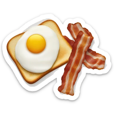 “Two fried eggs, crispy bacon, and buttered toast on a plate.” sticker