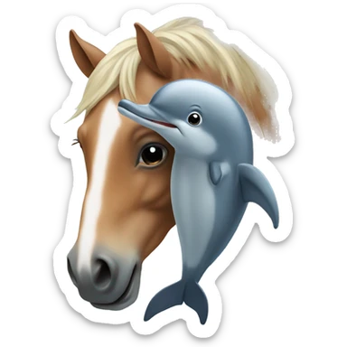 A horse hugging a dolphin sticker