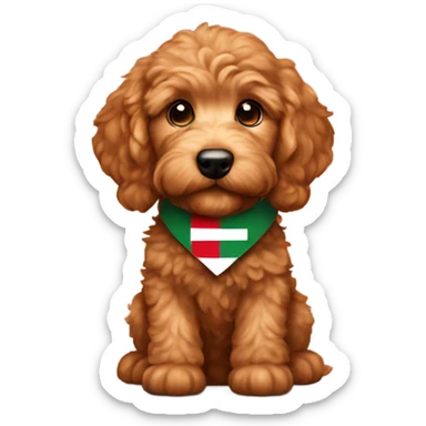 Red golden doodle puppy with an Italian flag collar  sticker