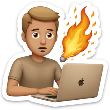 The man behind the laptop has deadlines burning sticker