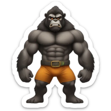 muscular and angry goril sticker