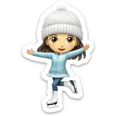 Ice skating girl asian clothes white sticker