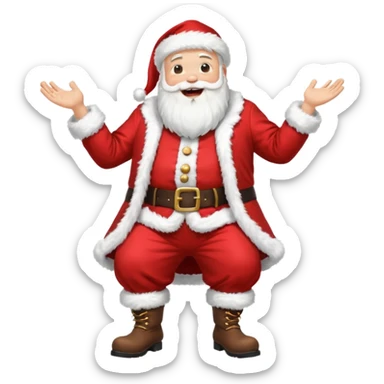A round-bellied Santa cosplay guy with oversized boots, laughing warmly sticker