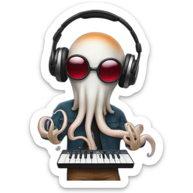 A Squid DJ'ing sticker
