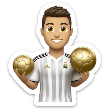 Cristiano ronaldo avec un ballon d'or dans une main et l'autre main fais un signe 5 sticker