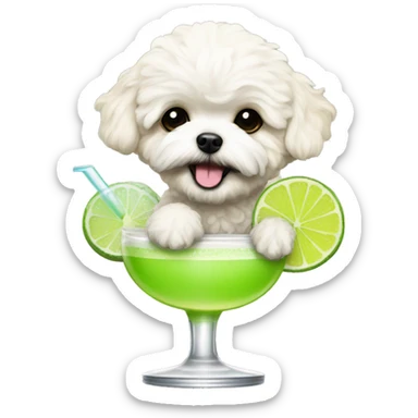 Maltipoo drinking margarita  sticker