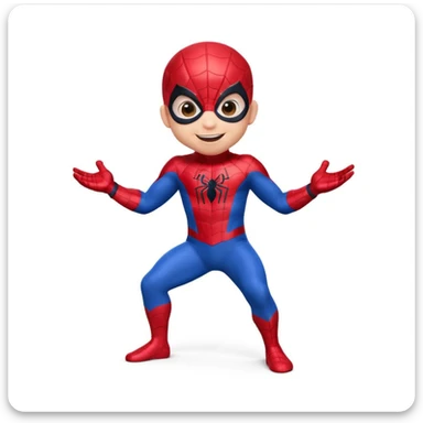 A 3d small funny baby spiderman superhero in stand pose sticker