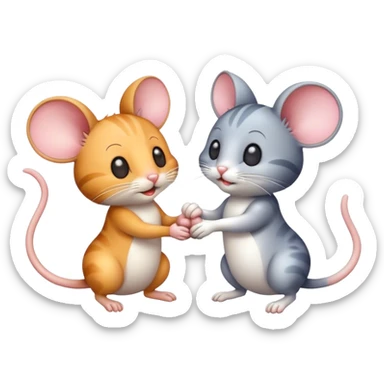 a mouse and a cat shaking hands sticker