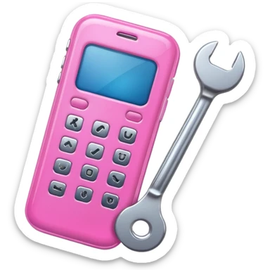 pink girly cellphone with a cute wrench sticker