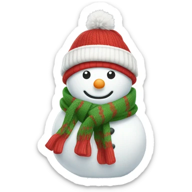 Cute snowman with a red-white-green scarf  sticker