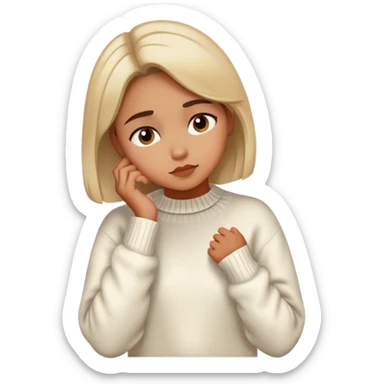 A girl thinking about a white vintage sweater  sticker