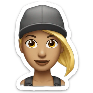 cool girl with sidecut and cap sticker