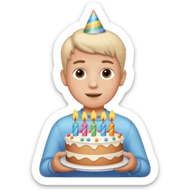 boy with birthday cake without the candles sticker
