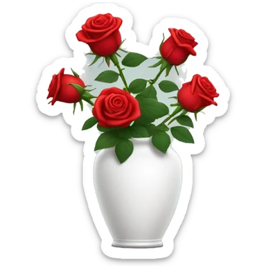 red roses in a white vase sticker