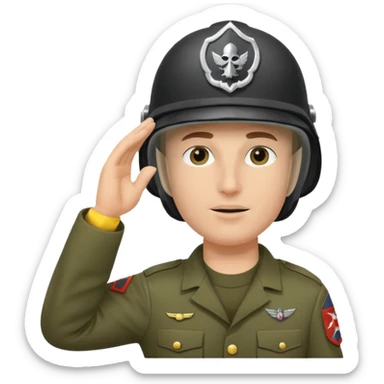 Soldier saluting with helmet + mask sticker