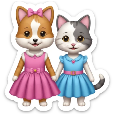 Dog and cat in dress sticker