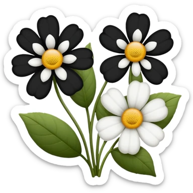 Flores negras y blancas sticker